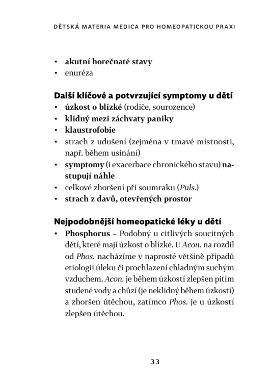 Ukázka klíčových symptomů a podobných léků